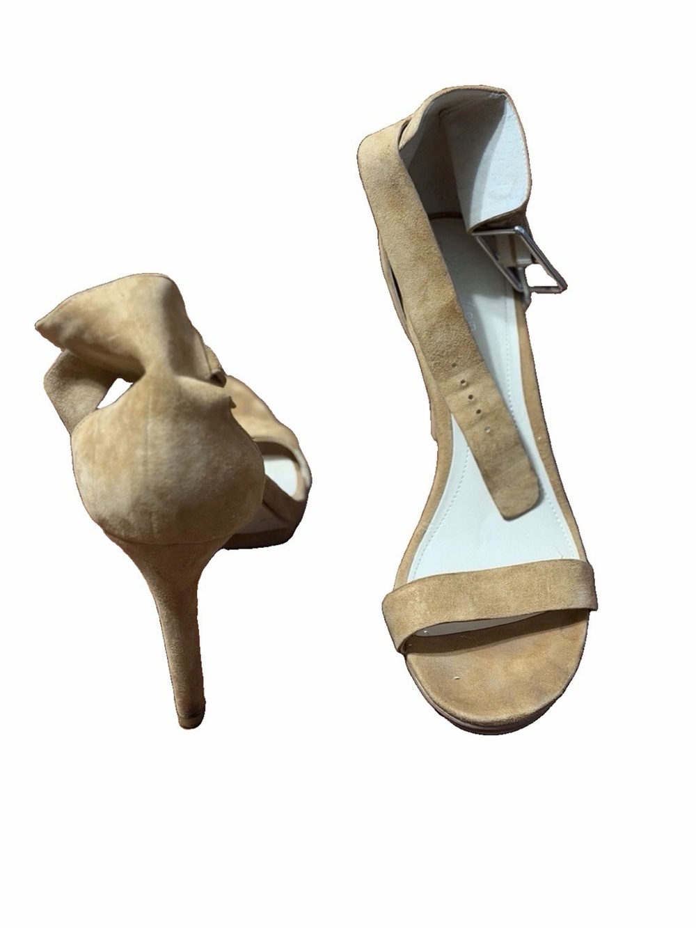 Calvin Klein Tan Suede Ankle-Strap High Heels